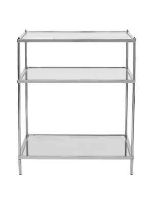 Benton Glam Mirrored Side Table - Chrome - Aiden Lane