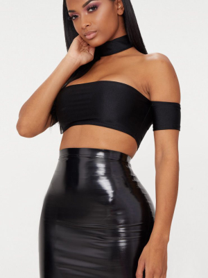 Shape Black Vinyl Bodycon Skirt