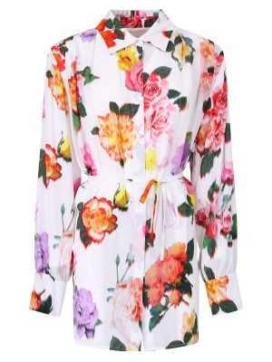 Msgm Floral Printed Classic Collar Shirt