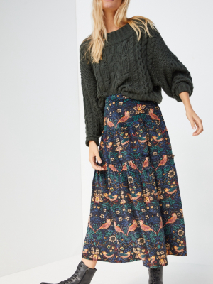 Oriana Tiered Corduroy Maxi Skirt