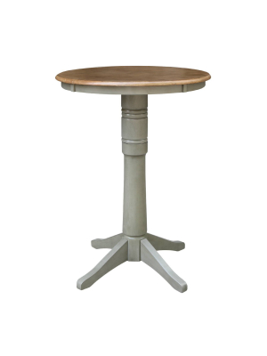 Kane Round Pedestal Table Hickory Brown/stone Gray - International Concepts