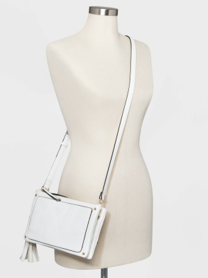 Vr Nyc Triple Woven Crossbody Bag With Stud Trim - White