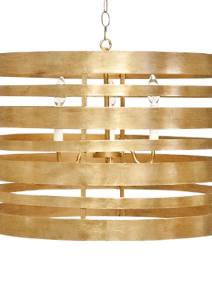 Striped Metal Pendant With Interior 3 Candle Cluster In Various Colors