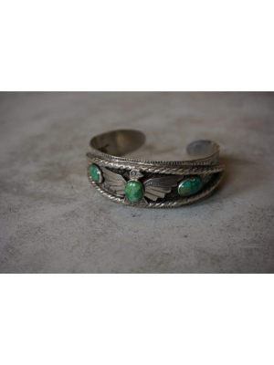 Green Turquoise Thunderbird Cuff | Vintage