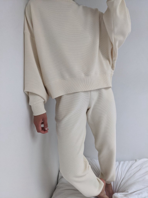 Na Nin Franklin Rippled Cotton Sweatpants / Available In Cream & Faded Black