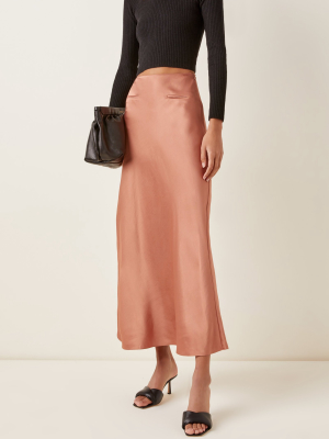 High-rise Satin Maxi Skirt