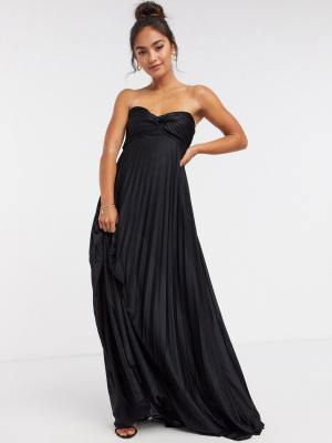 Asos Design Bandeau Maxi Dress With Knot Detail In Black