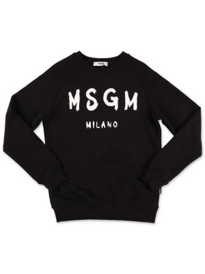 Msgm Kids Logo Print Crewneck Sweatshirt