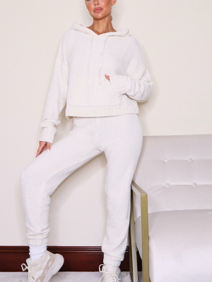 Cream Chenille Tie Waist Knitted Jogger