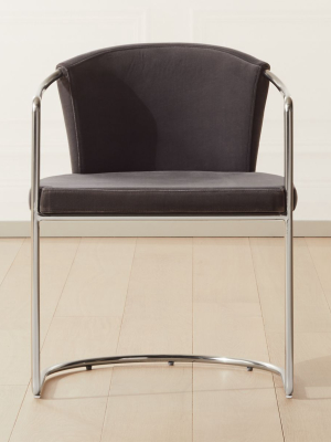 Cleo Grey Velvet Cantilever Chair