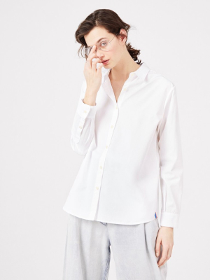 The Hutton Oversized Shirt - White/sky