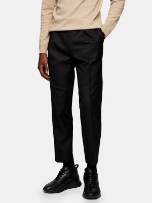 Black Twill Tapered Pants