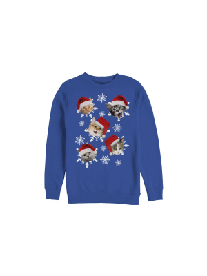 Men's Lost Gods Ugly Christmas Cat Snowflakes Sweatshirt