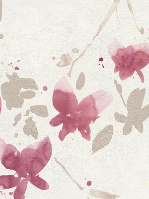 Floral Blossom Wallpaper In Ivory And Red Design By Bd Wall