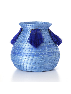 Charlie Sprout Fanned Out Mini Bulbous Vase - Denim