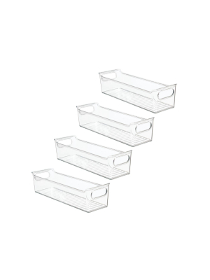 Mdesign Wide Plastic Kitchen Pantry Cabinet Food Storage Bin, 4 Pack - Clear