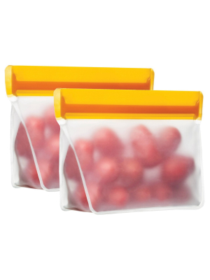 (re)zip Stand-up Leak-proof Orange Reusable Storage Bag - 2pc