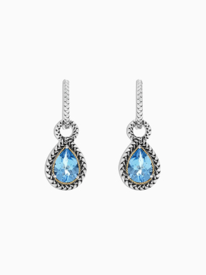 Effy 925 Sterling Silver & 18k Yellow Gold Blue Topaz Earrings, 4.56 Tcw