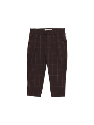 Tiny Cottons Grid Flannel Pleated Pant