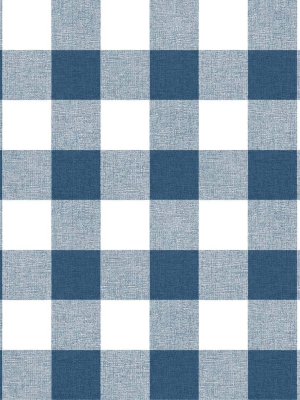 Picnic Plaid Peel-and-stick Wallpaper In Navy And White By Nextwall