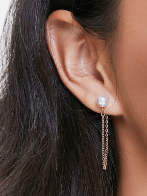 Faux Pearl Chain Earrings