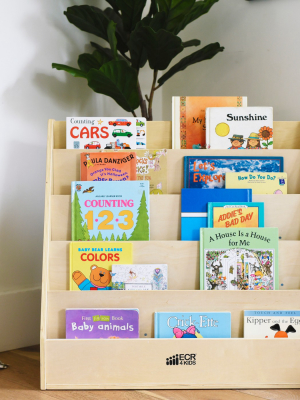 Ecr4kids Birch 5-shelf Book Display Stand | Easy-to-reach Birch Wood Bookshelf For Kids