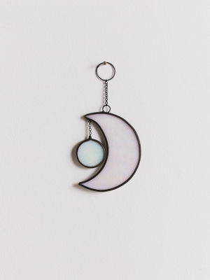 Stained Glass Crescent Moon Wall Hanging