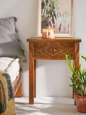 Amira Carved Wood Nightstand