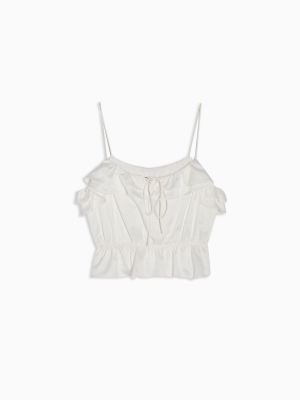 Petite Ivory Classic Ruffle Cami