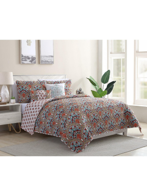 Vcny Home Paiten Reversible Damask Quilt Set