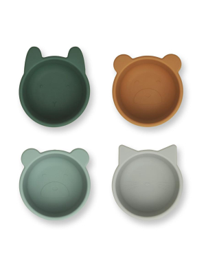 Dining . Set Of 4 Silicone Snack Bowls - Malene / Various Colours