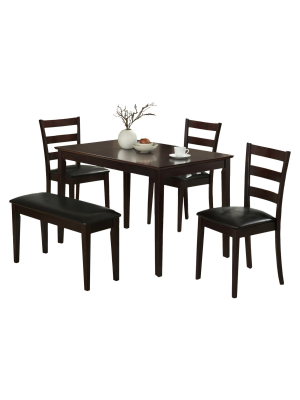 Dining Set - 5 Piece - Bench And 3 Chairs - Cappuccino - Everyroom