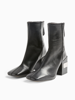 Harris Black Leather Block Boots