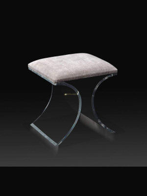 Interlude Home Serena Stool In Grey Velvet