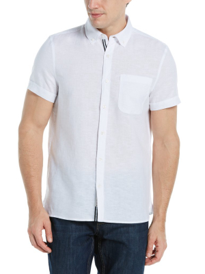 Slim Fit Linen Blend Solid Shirt