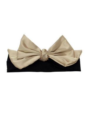 Bandeau Silk Bow Baby Headband - Taupe