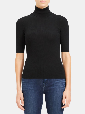 Short-sleeve Turtleneck Sweater In Regal Wool