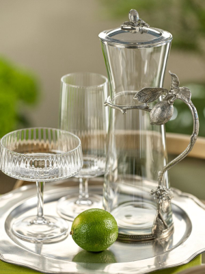 Limon Agria Pewter & Glass Pitcher W/lid