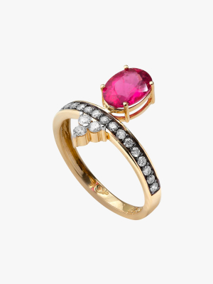 Rubellite & Diamond Ring