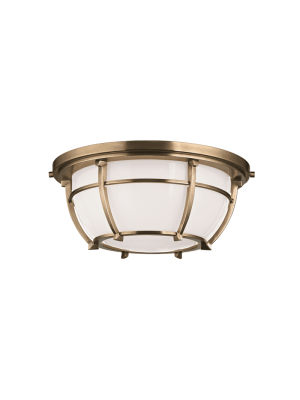 Conrad 2 Light Flush Mount Aged Brass