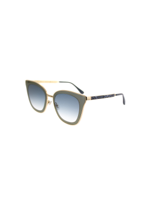 Jimmy Choo Lory/s Ky2 Womens Cat-eye Sunglasses Blue Gold 49mm