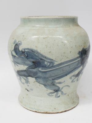 Yuan Dragon Open Top Jar, Blue And White