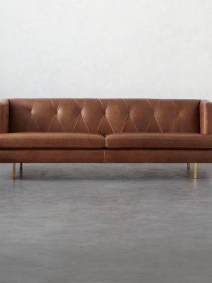 Avec Leather Sofa With Brass Legs