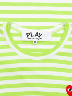 Comme Des Garcons Play Pastelle Women's Striped L/s Shirt - Green