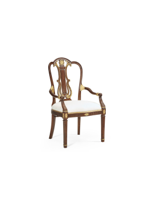 Gilded Lyre Back Arm Chair