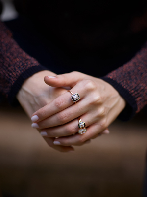 Black Enamel And Diamond Ring