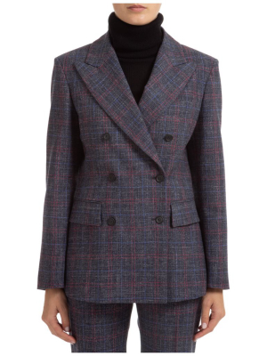 Alberta Ferretti Plaid Double Breasted Blazer