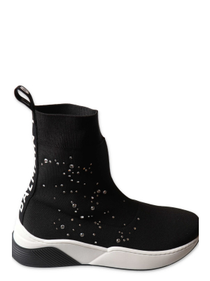 Balmain Kids Crystal Embellished Sock Sneakers