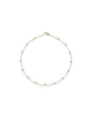 Diana Gold Bead + Pearl Necklace