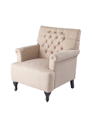 Thycoe Tufted Upholstered Armchair Oatmeal - Aiden Lane